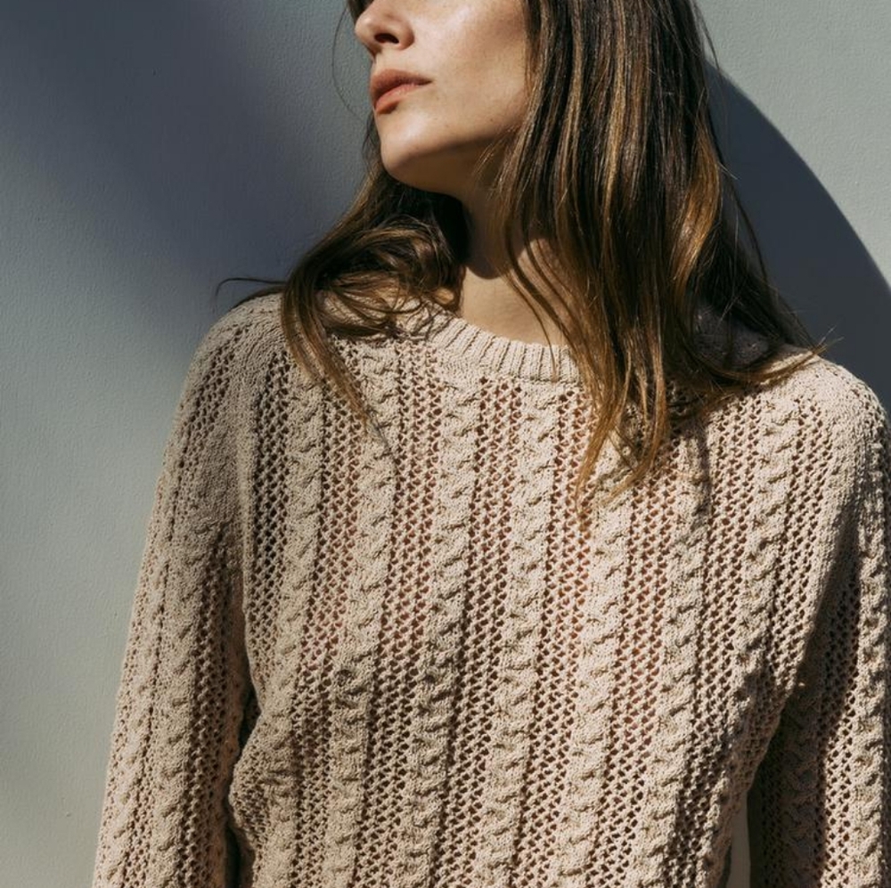 ZARA MIXED MESH KNIT SWEATER